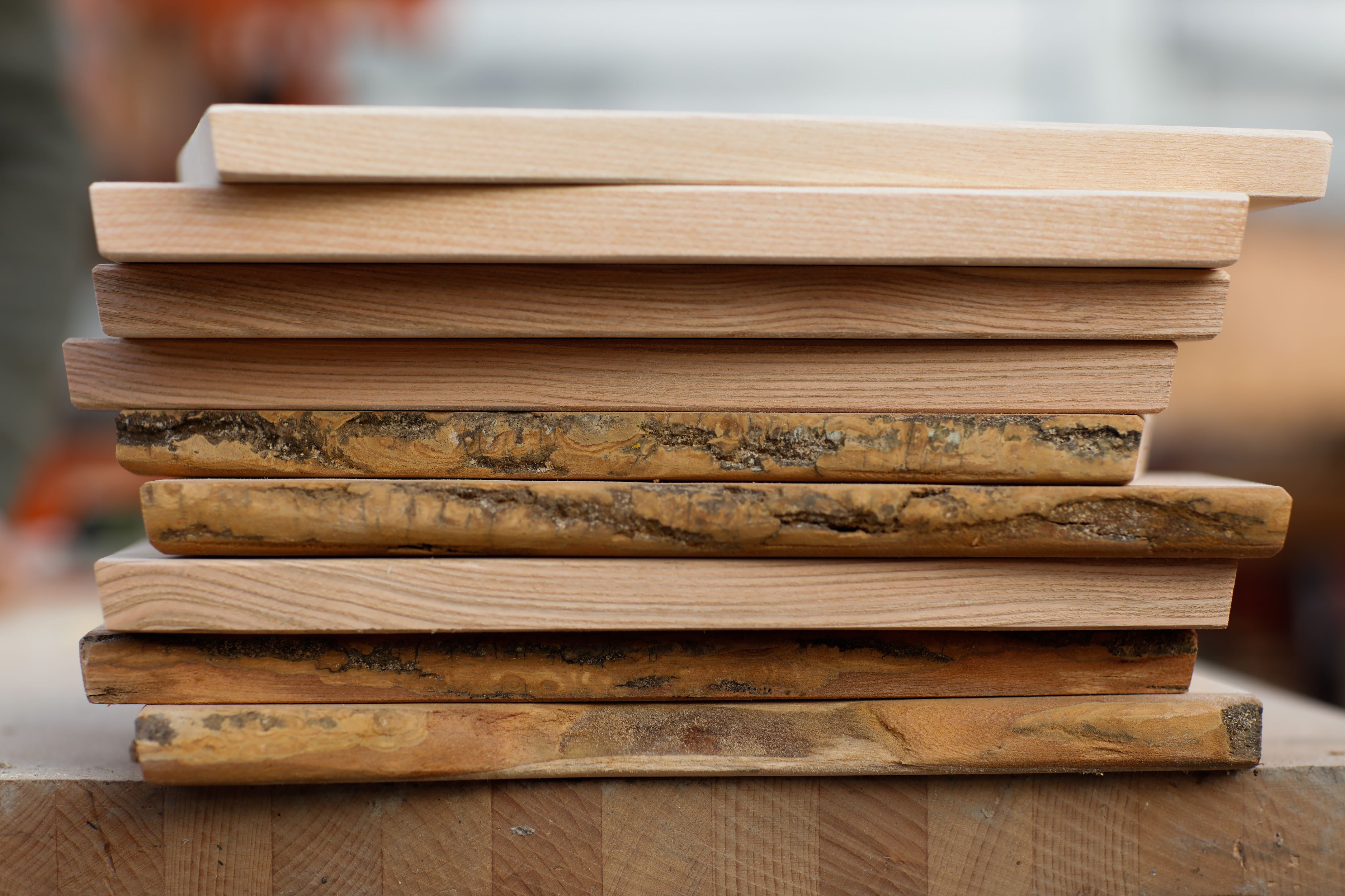 Stack of short timber planks
